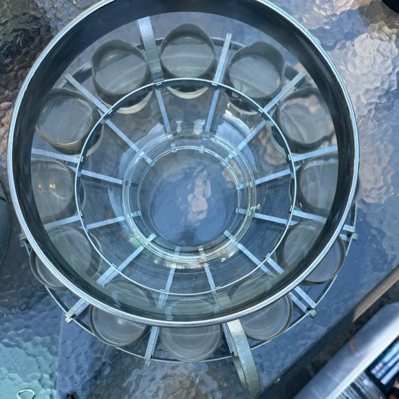 Silver and Glass Punch Bowl Set - Picture 2 of 3